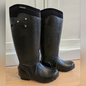 Bogs Tall Black Patterned Rain Boots